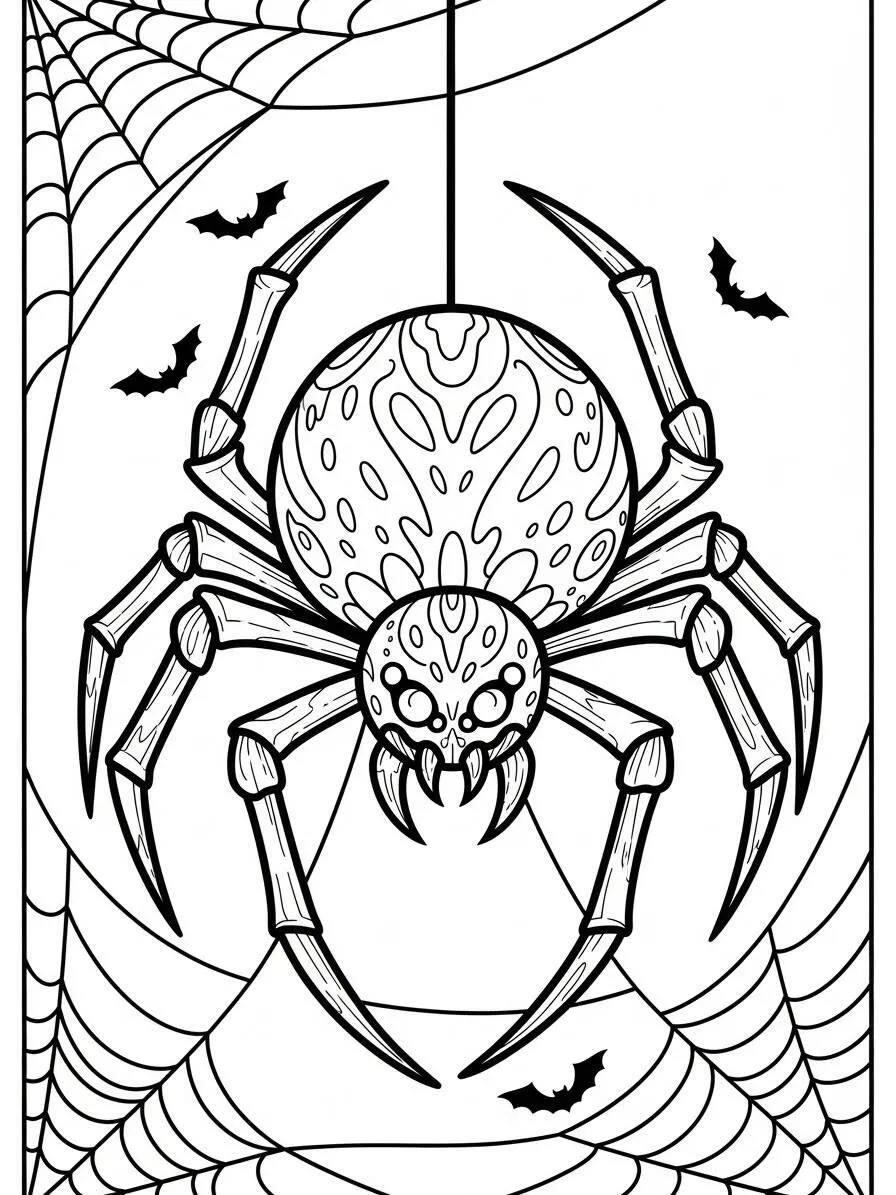 Desenho de Aranha Assustadora para Colorir