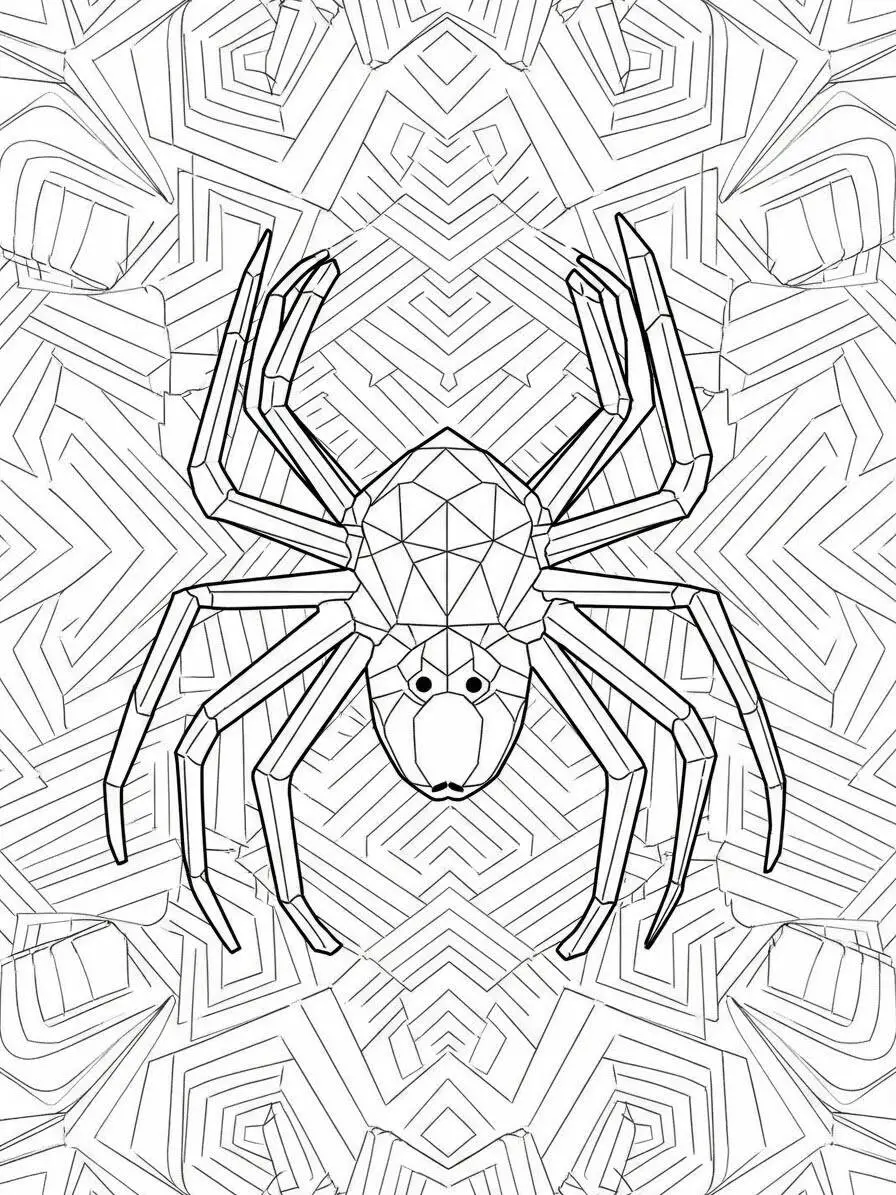 Página para colorear de araña geométrica