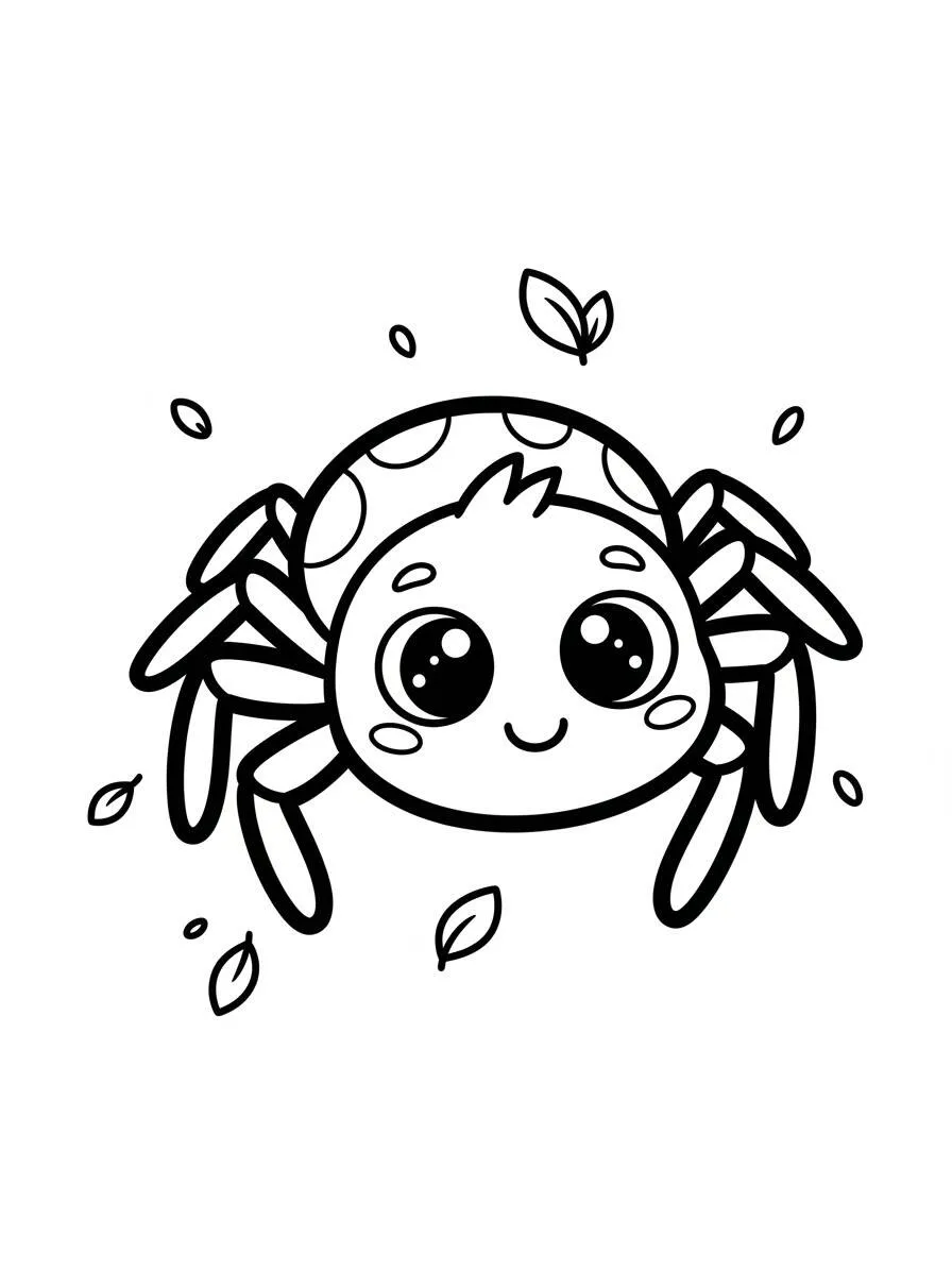 Dibujo para colorear De Araña Kawaii