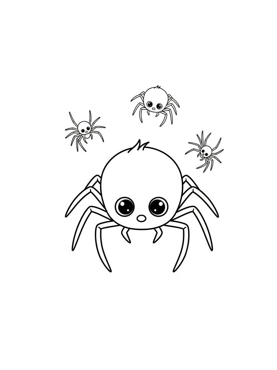 Desenho de Aranha Kawaii para Colorir