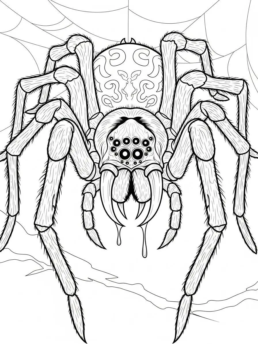 Página detallada para colorear de araña