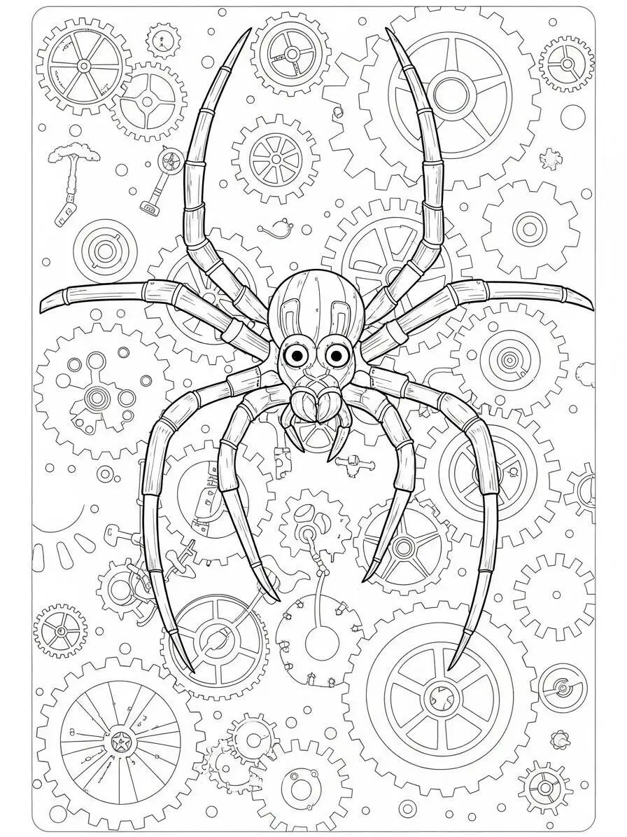 Araña Mecánica Página Para Colorear