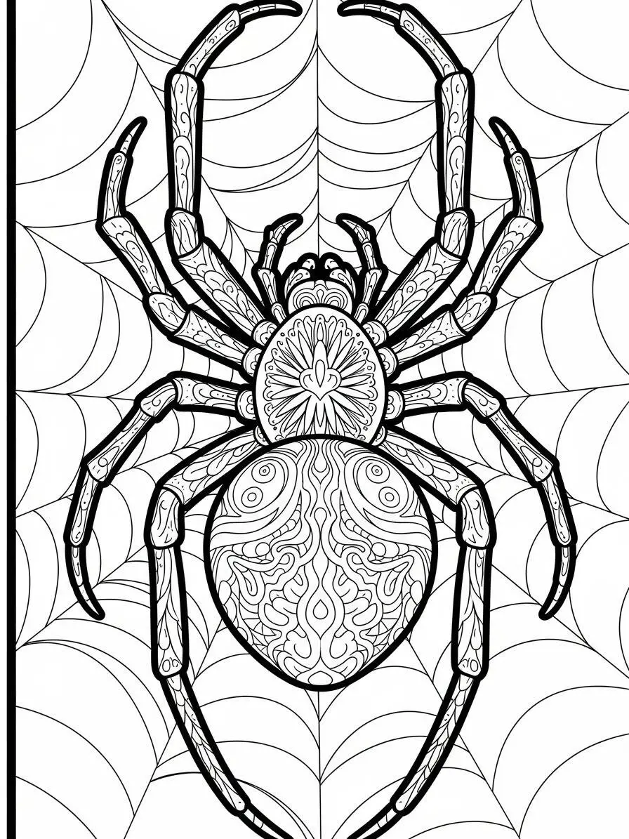 Página detallada para colorear de araña