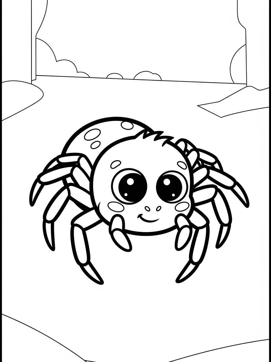 Página Para Colorear De Araña Kawaii