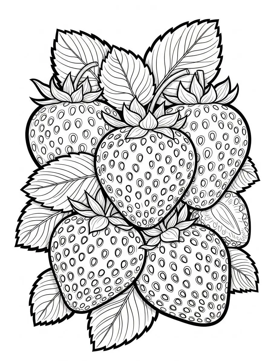 Desenho de Morangos Frescos para Colorir