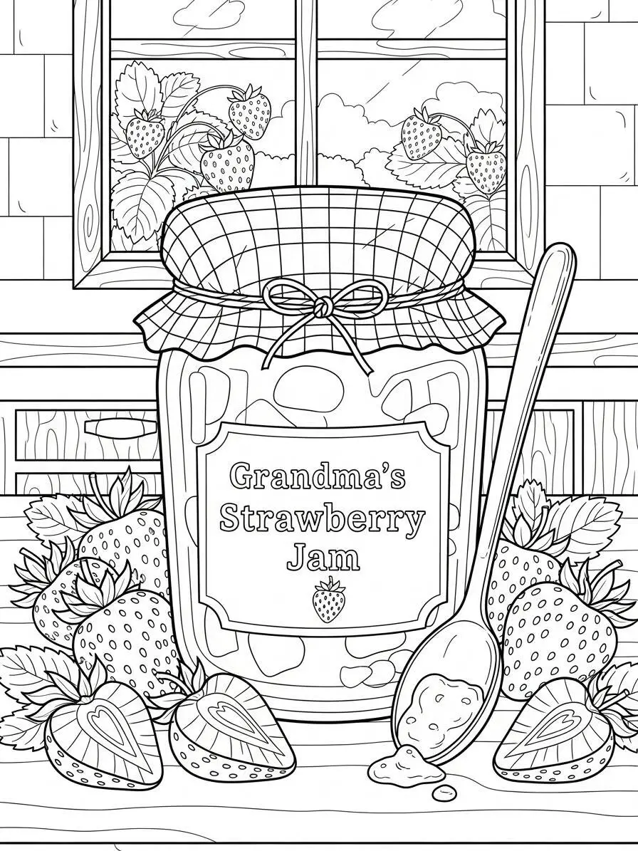 Desenho de Geléia de Morango para Colorir