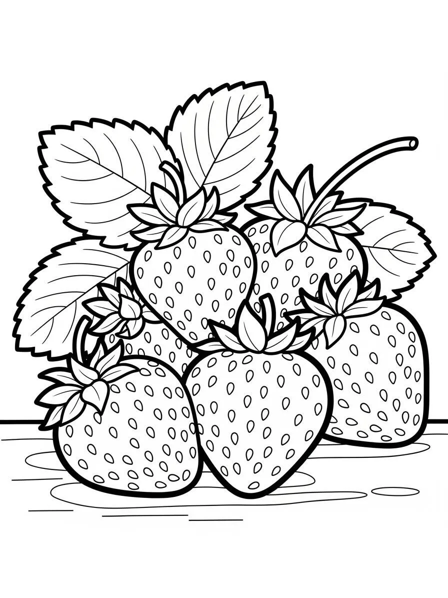 Desenho de Morangos Frescos para Colorir