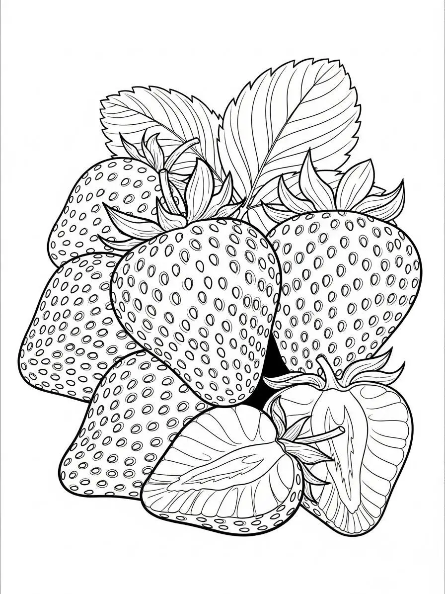 Desenho de Morangos Frescos para Colorir