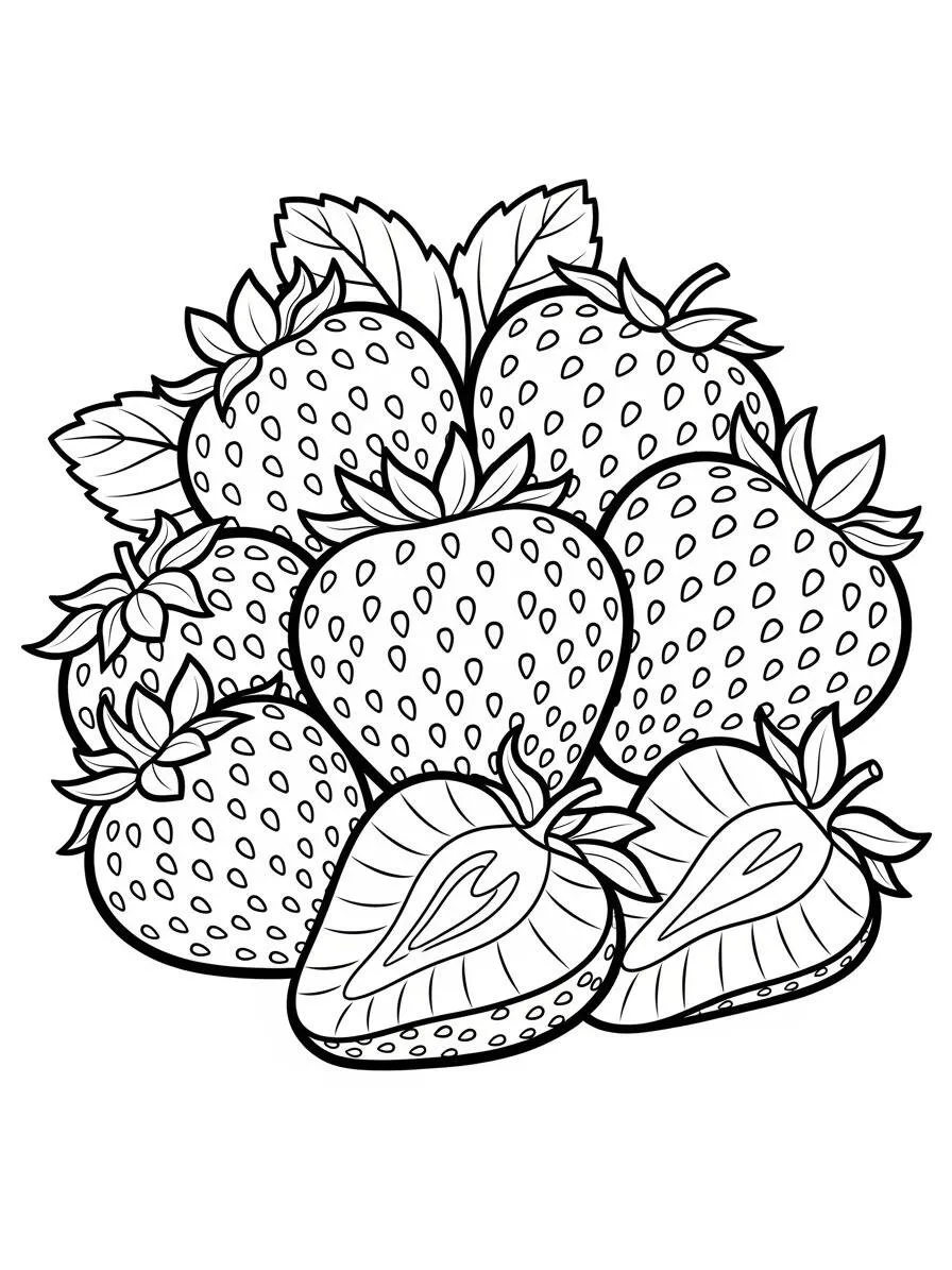 Desenho de Morangos Frescos para Colorir