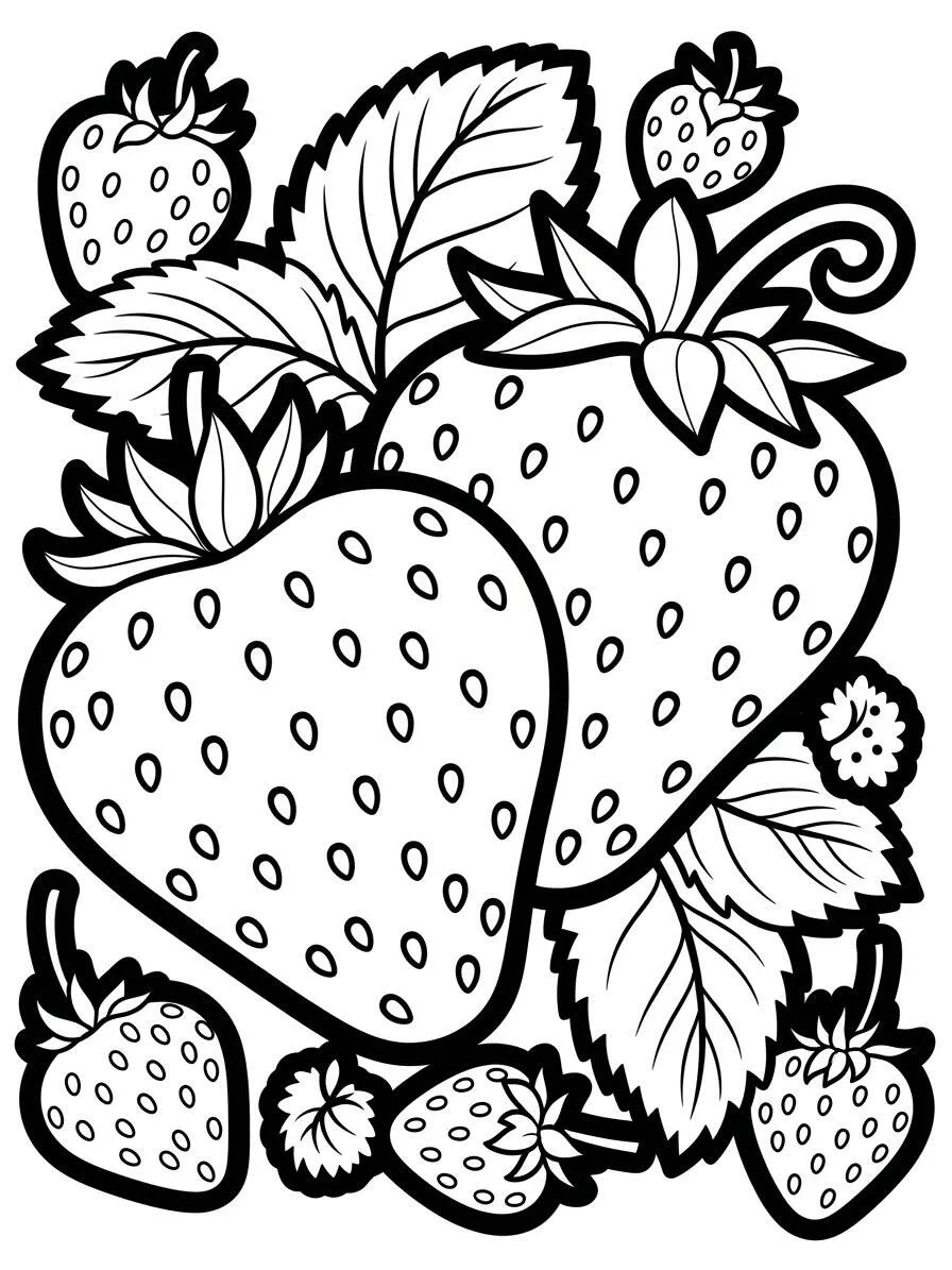 Desenho de Morangos Frescos para Colorir