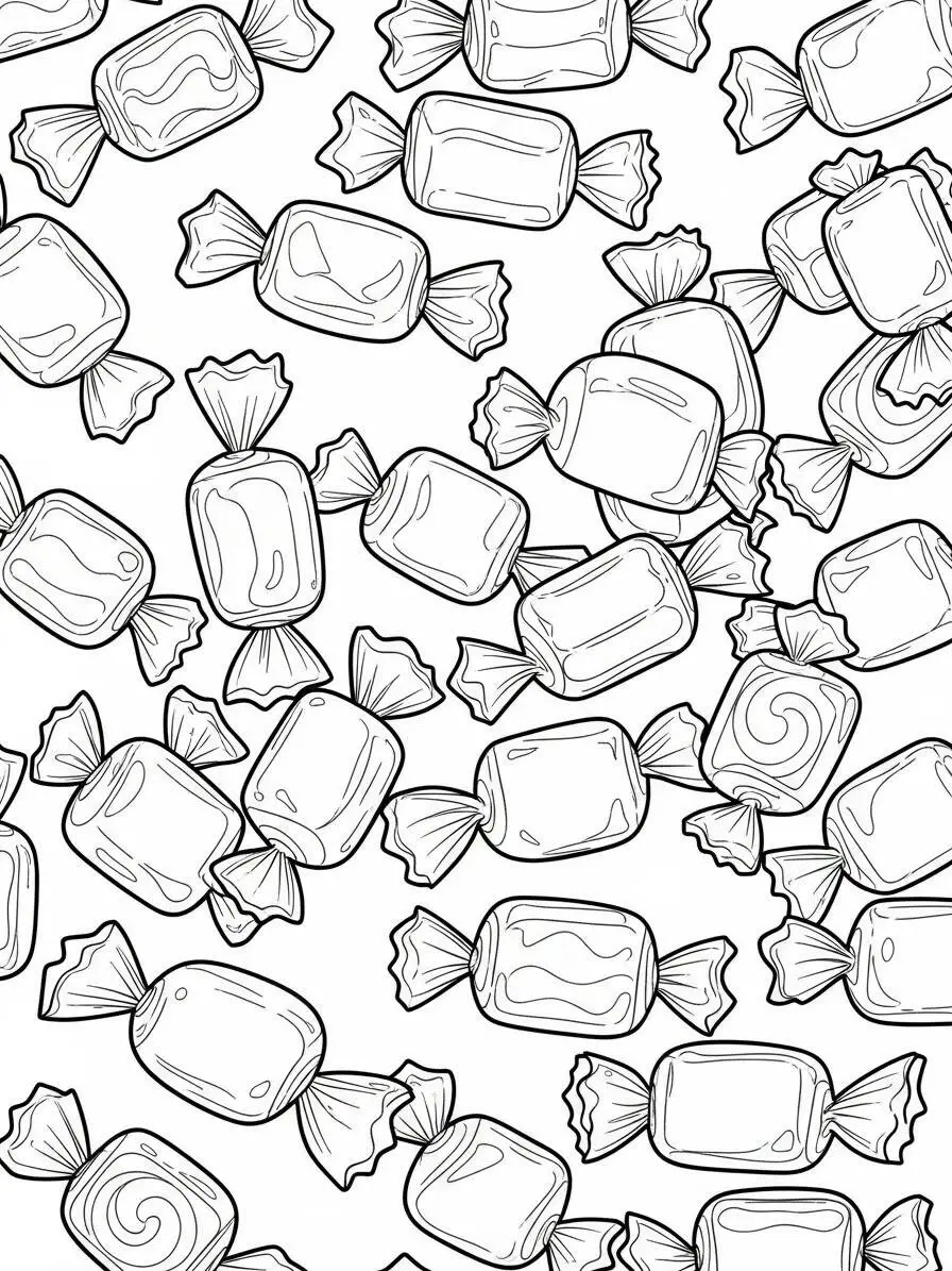 Página para colorear de caramelos de colores