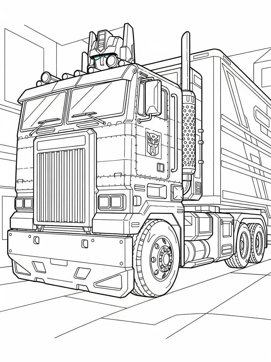Coloriage Optimus Prime Truck Transformateurs