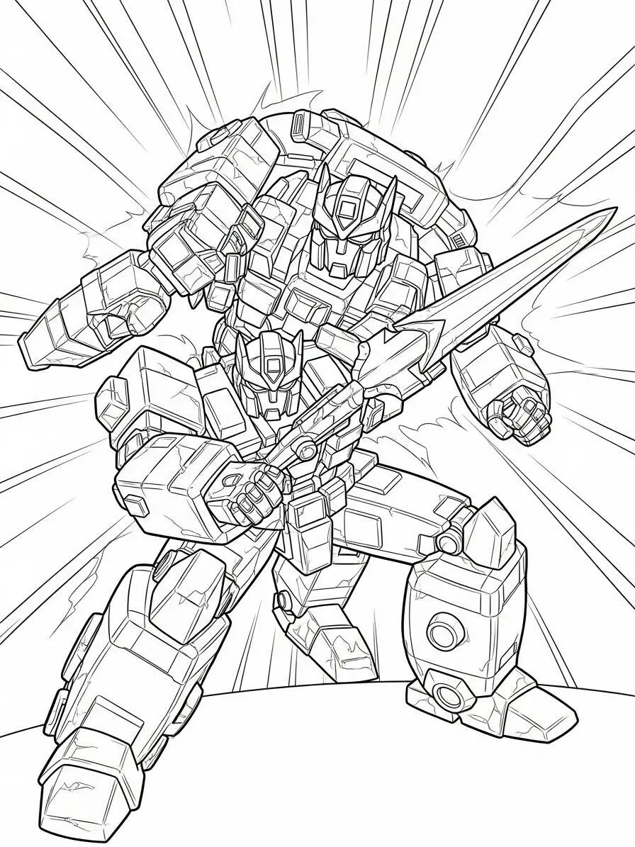 Coloriage Optimus Prime et Bumblebee Transformateurs