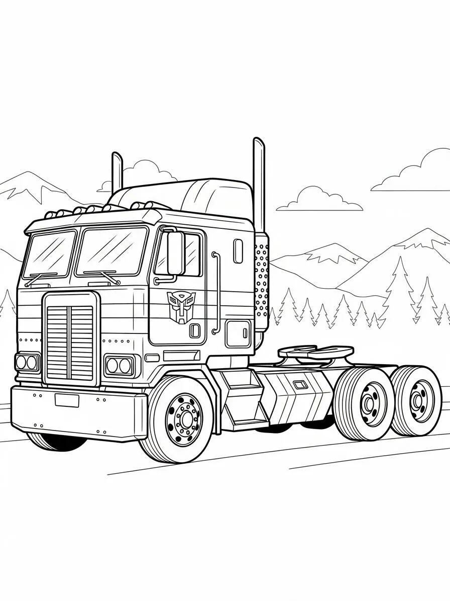 Coloriage Optimus Prime Truck Transformateurs