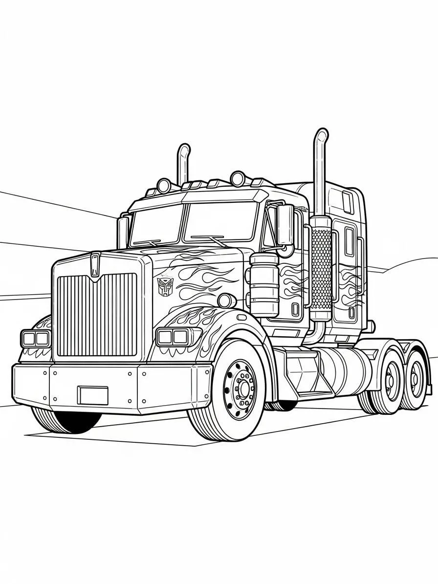 Coloriage Optimus Prime Truck Transformateurs