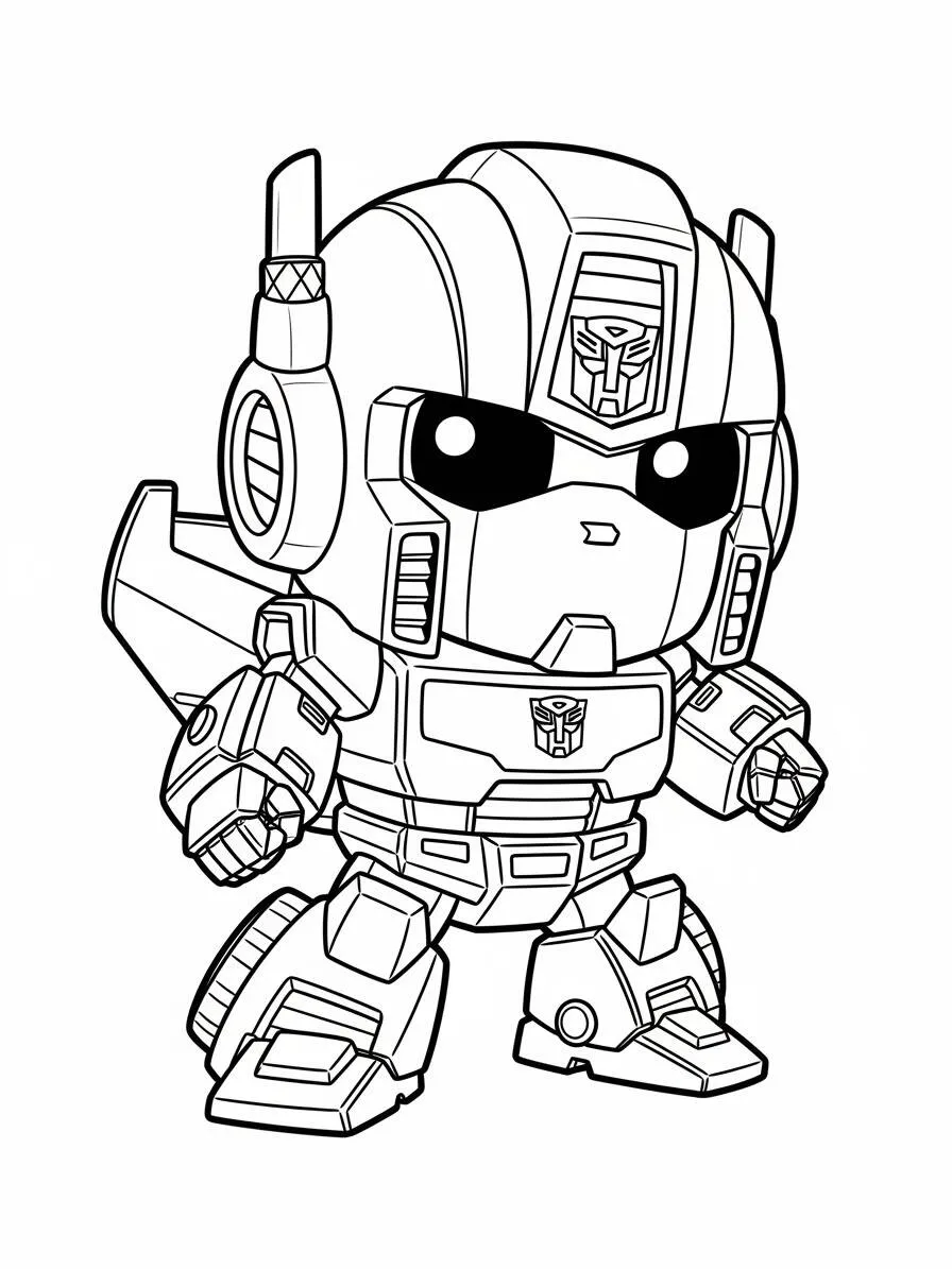Desenho de Transformers do Optimus Prime Chibi para Colorir