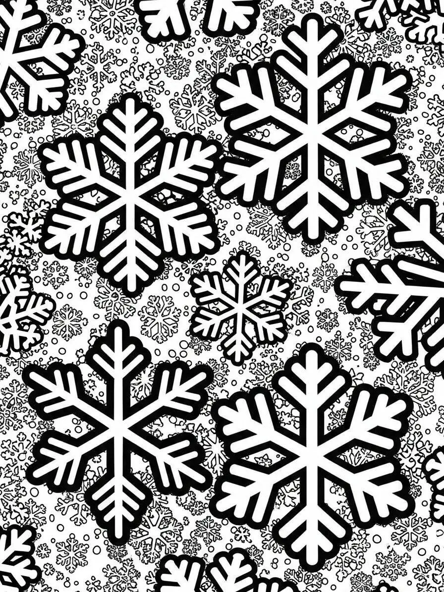 Desenho de Inverno com Flocos de Neve para Colorir