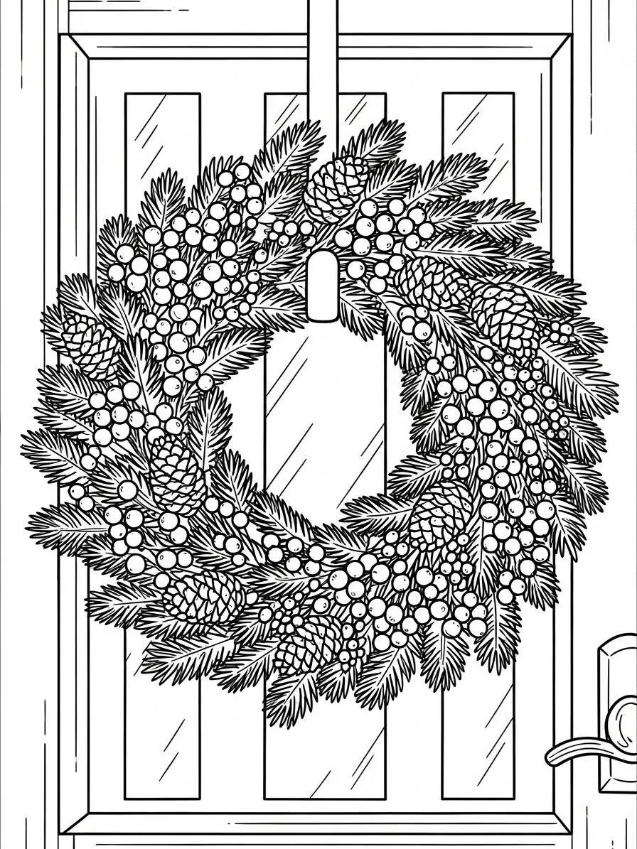 Desenho de Inverno com Guirlanda para Colorir
