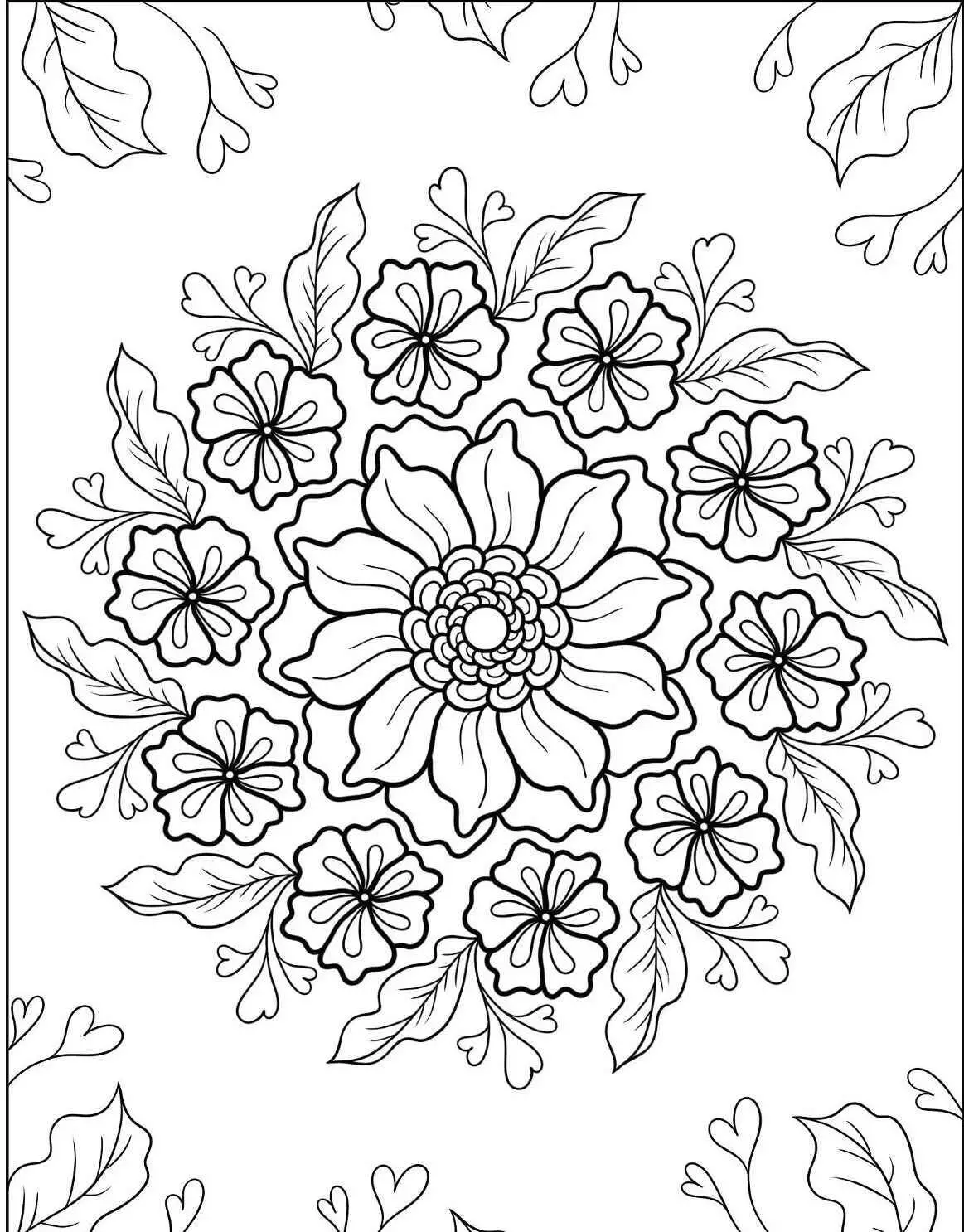 Mandala Flowers Coloring Page