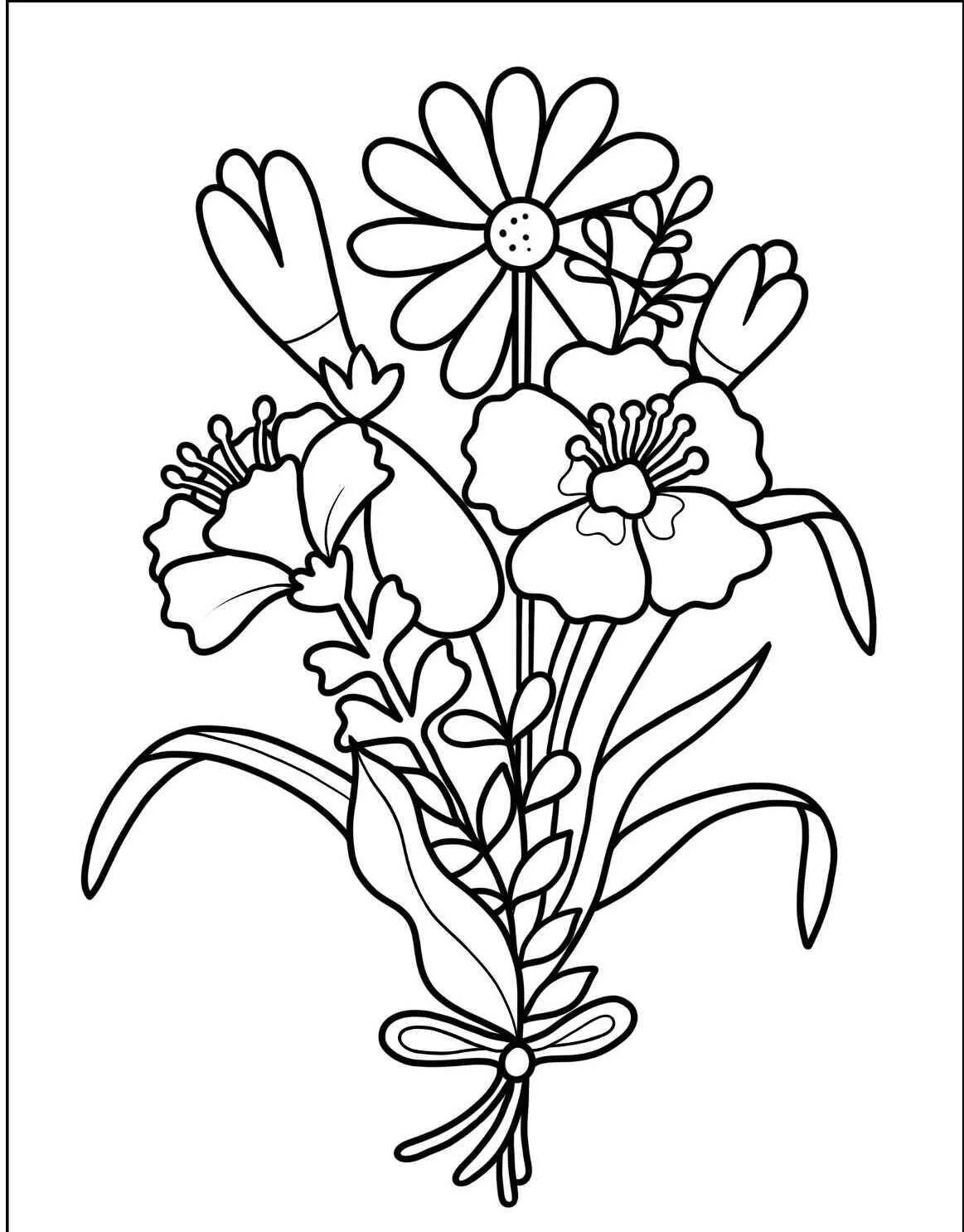 Borquet of Varied Flowers Coloring Page