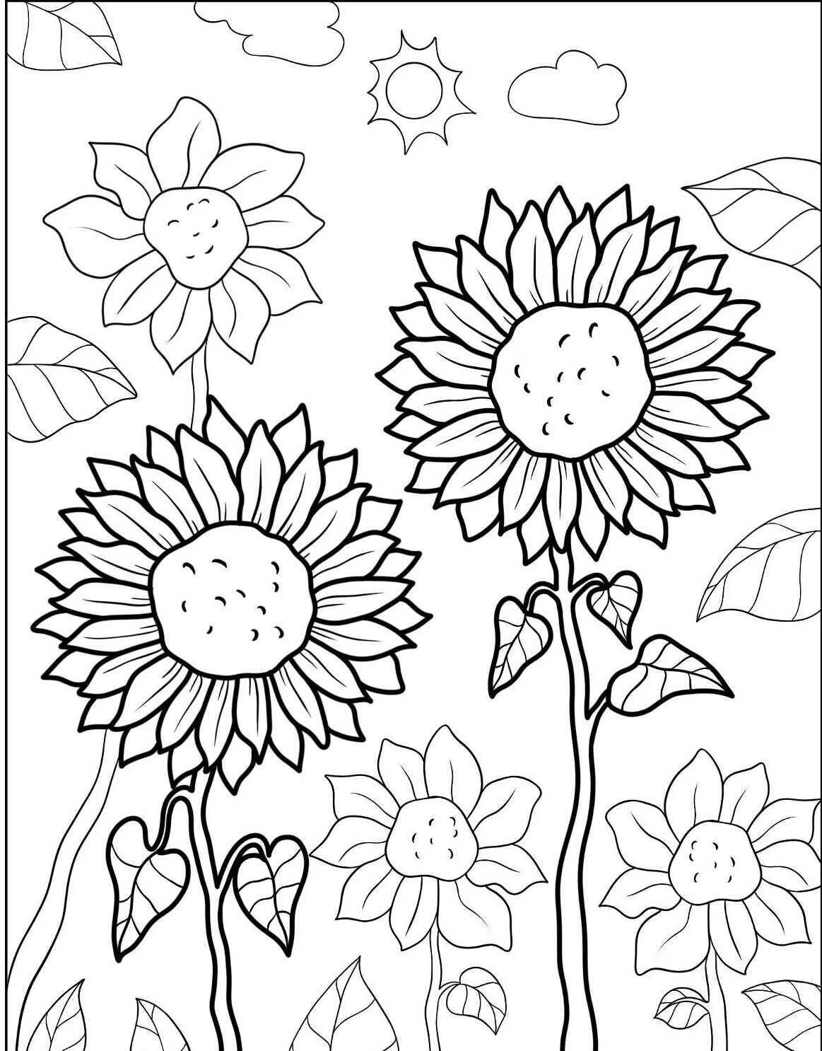 Sunflower Flowers Coloring Page
