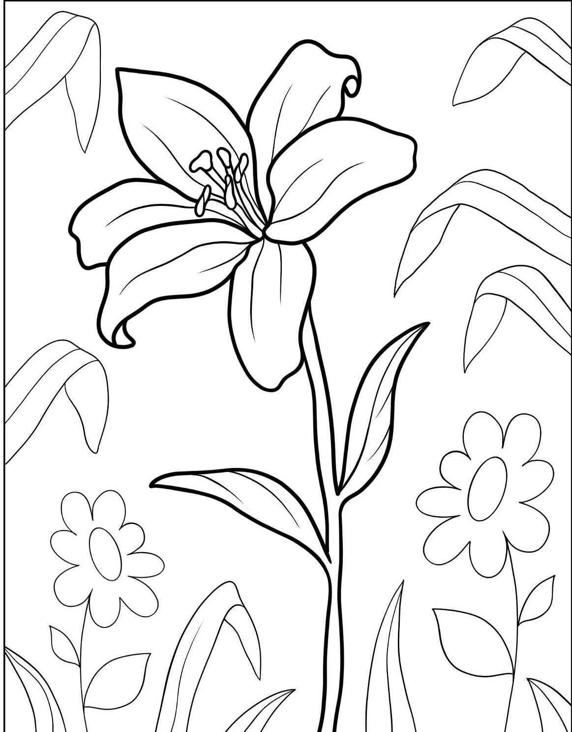 Lilies Flowers Coloring Page