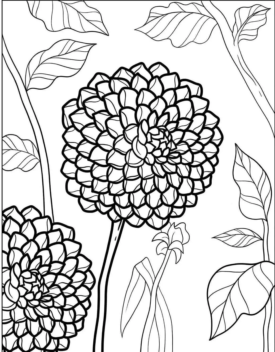 Dahlia Flowers Coloring Page