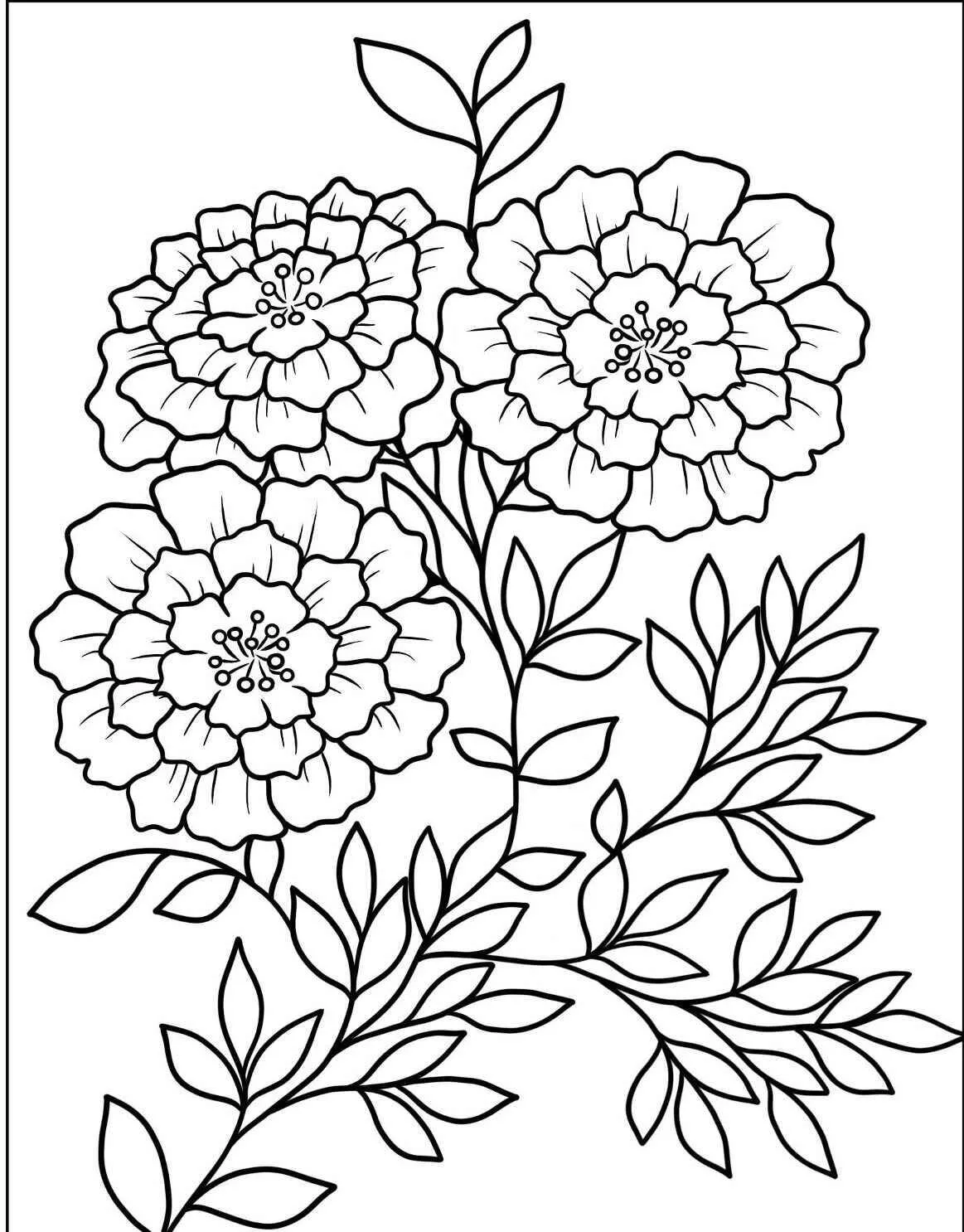 Carnation Flowers Coloring Page
