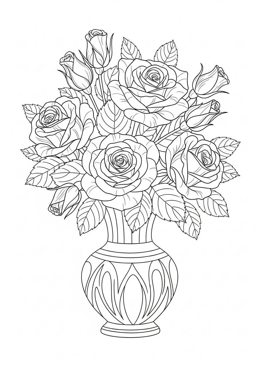 Borquet of Roses Coloring Page