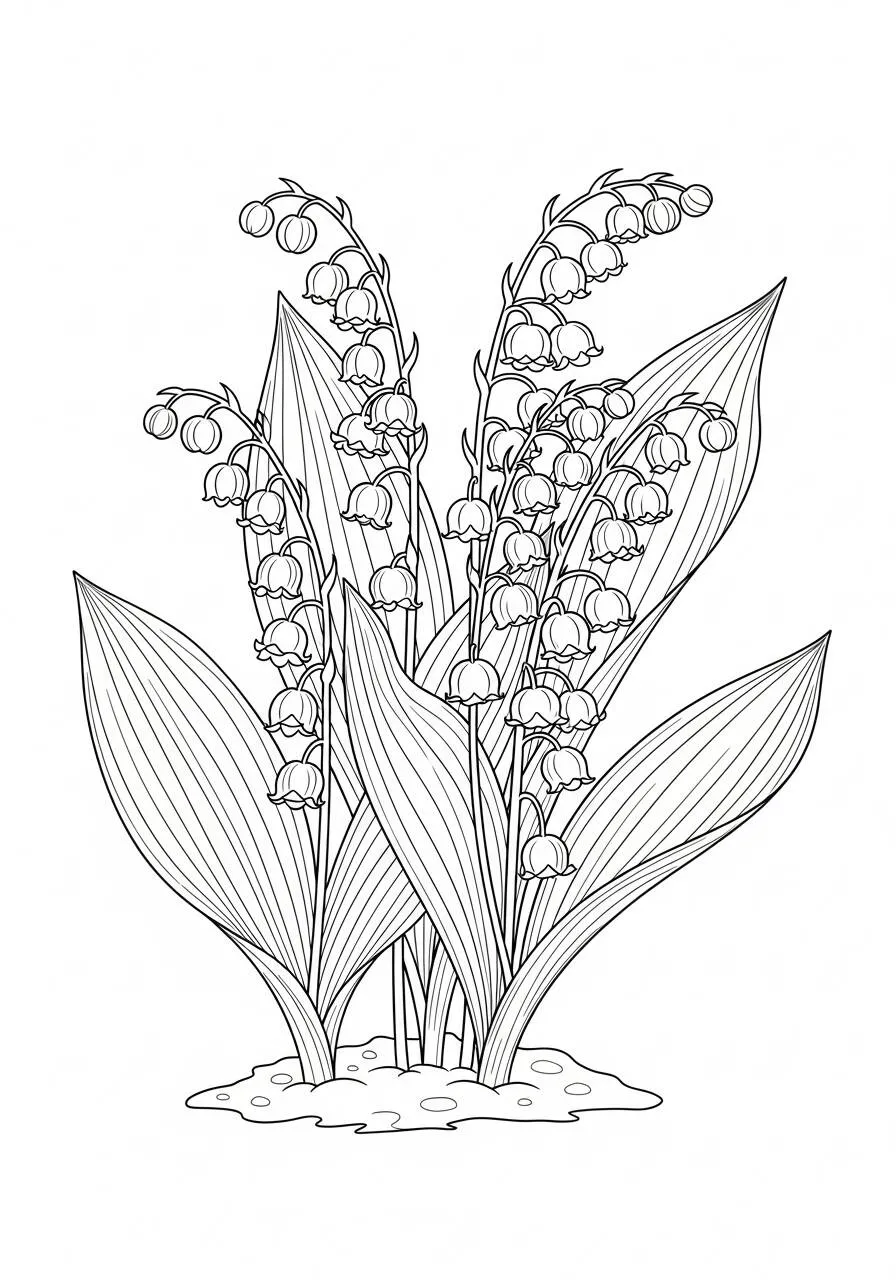 Desenho de Flores Lírios do Vale para Colorir