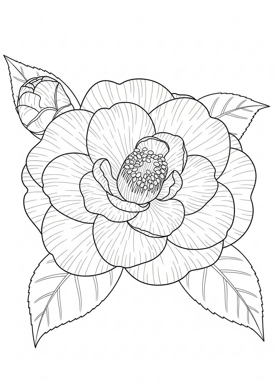 Desenho de Flores Camélias para Colorir