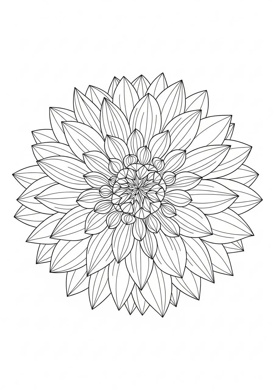 Dahlia Flowers Coloring Page