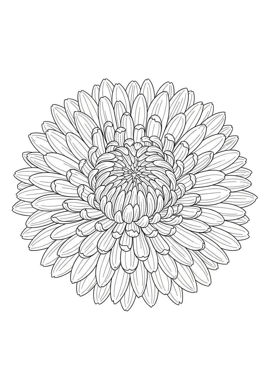 Chrysanthemum Flowers Coloring Page