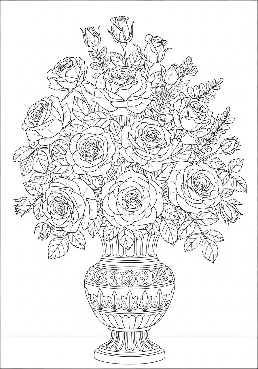 Borquet of Roses Coloring Page