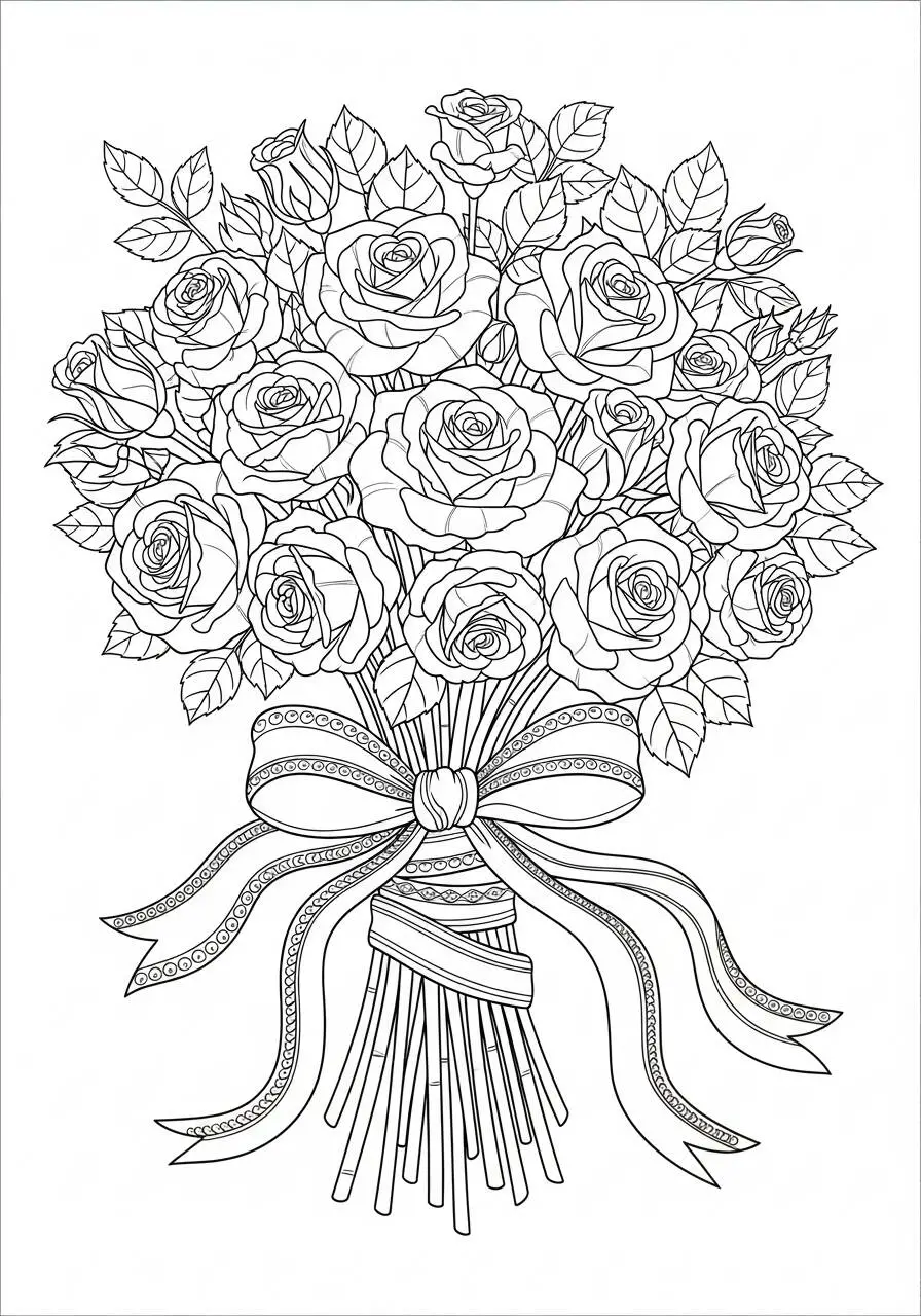 Borquet of Roses Coloring Page