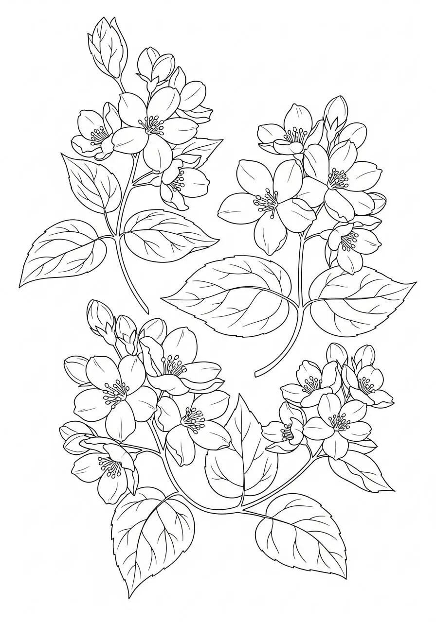 Desenho de Flores de Maçã para Colorir