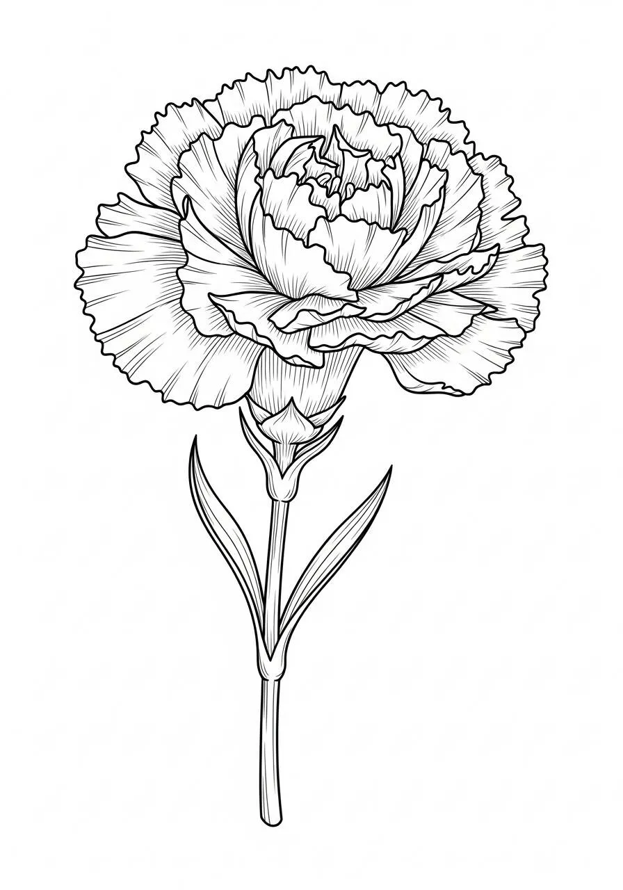 Carnation Flower Coloring Page