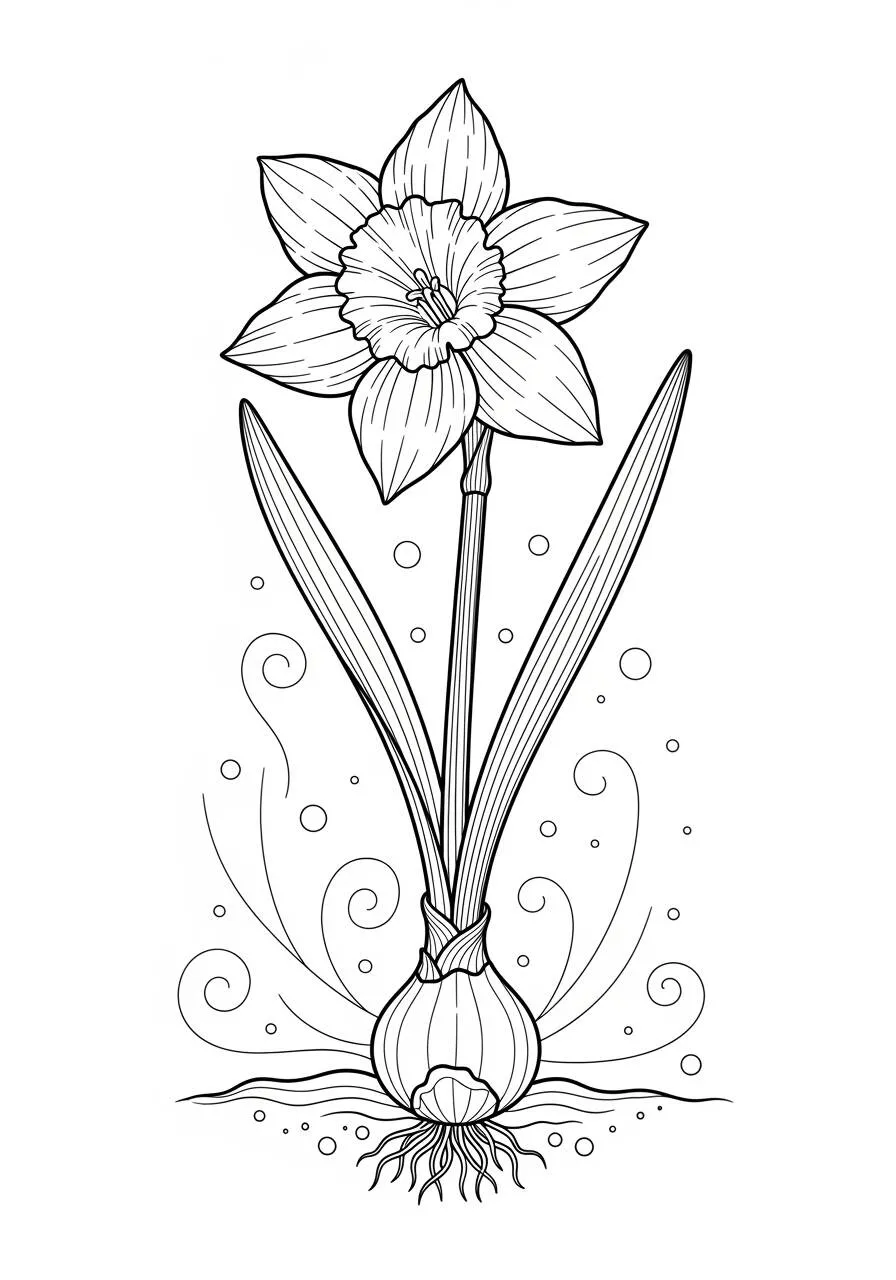 Desenho de Flores Narcisos para Colorir