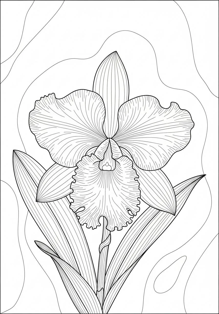 Desenho de Flores Orquídeas para Colorir