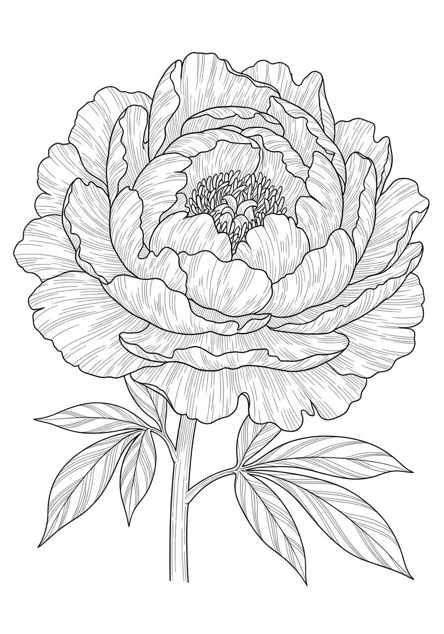 Peony Flower Coloring Page