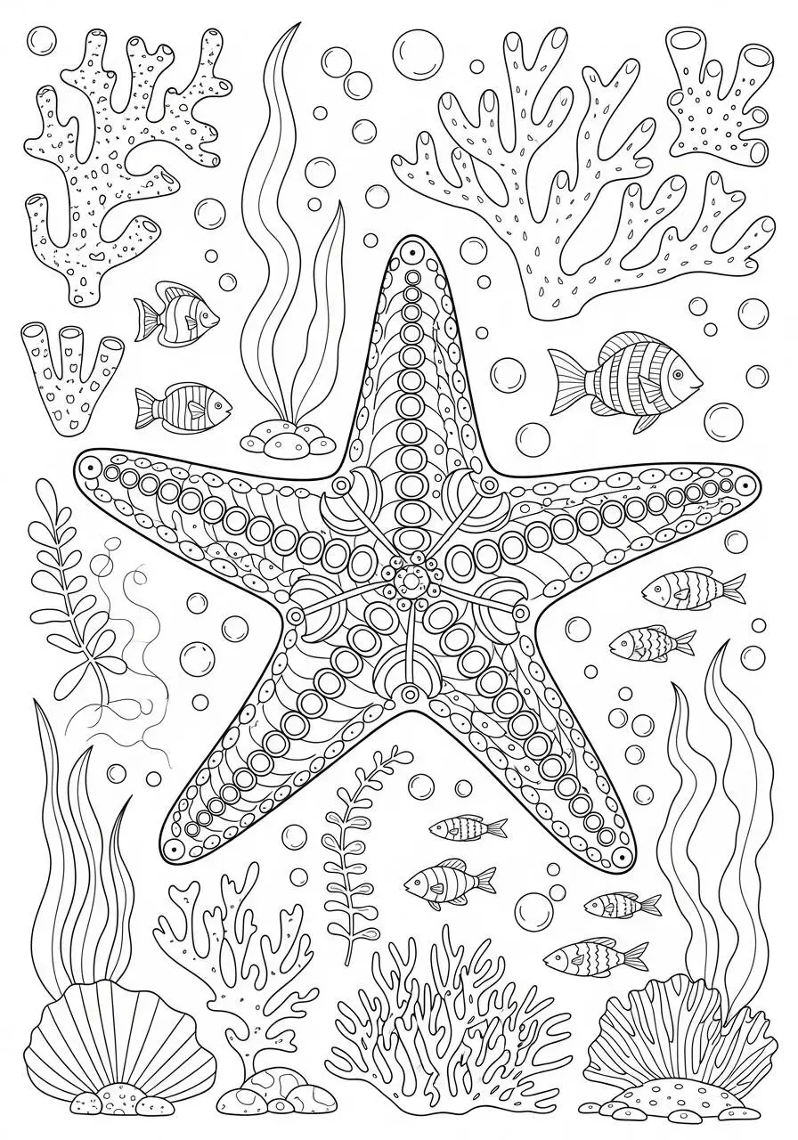 Dibujo para colorear de estrella de mar