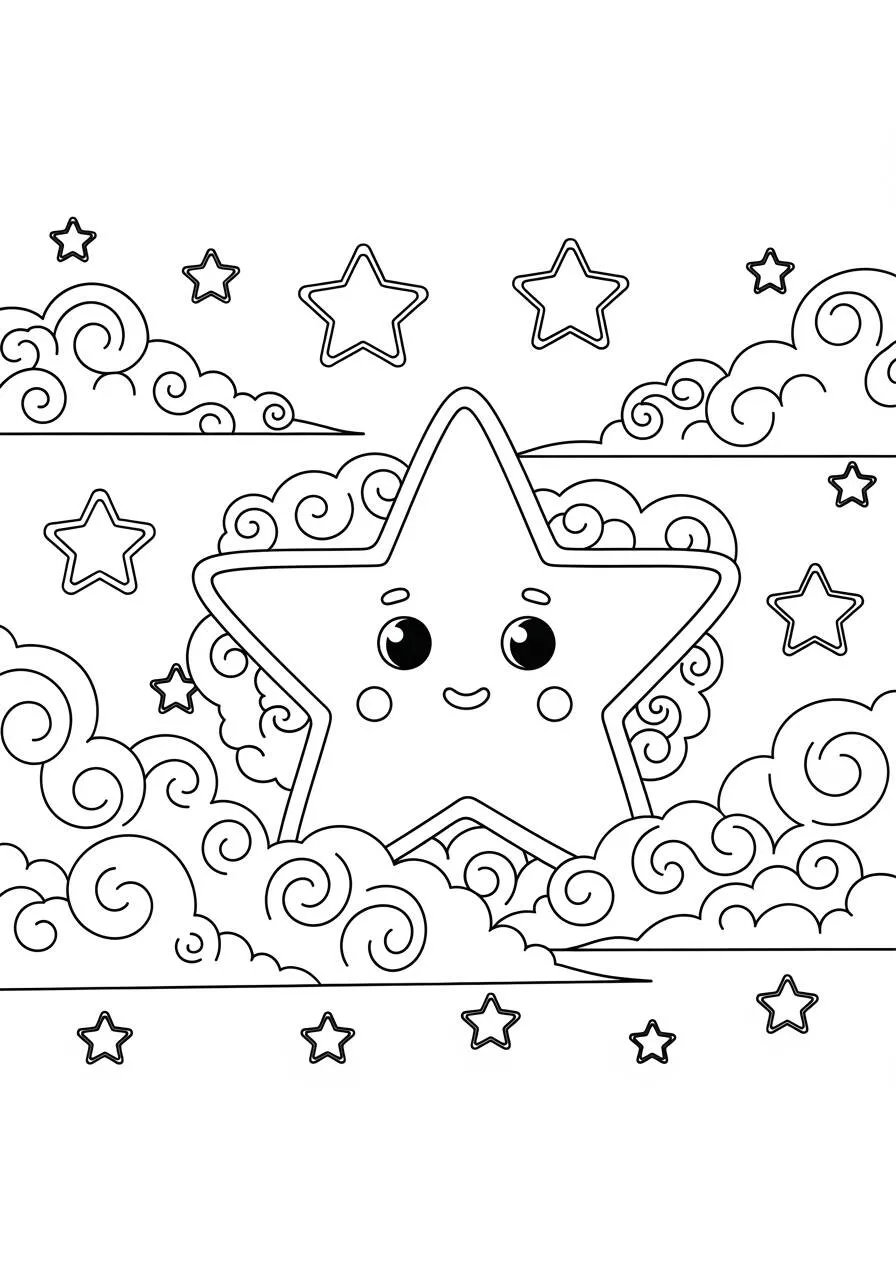 Dibujo para colorear de estrella feliz