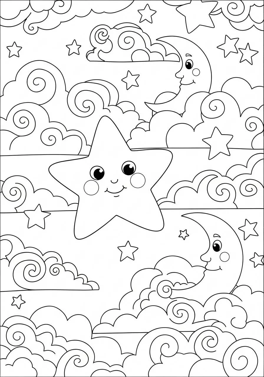 Dibujo para colorear de estrella feliz