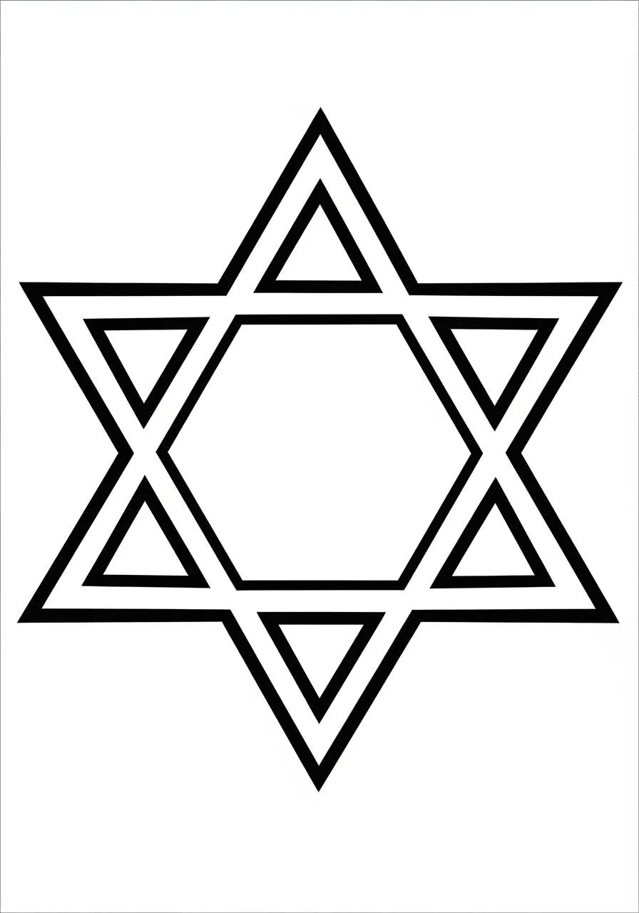 Página para colorear de la estrella de David