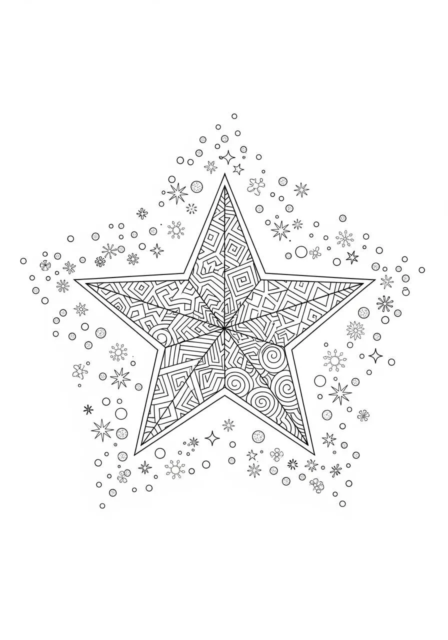 Página para colorear de estrellas geométricas