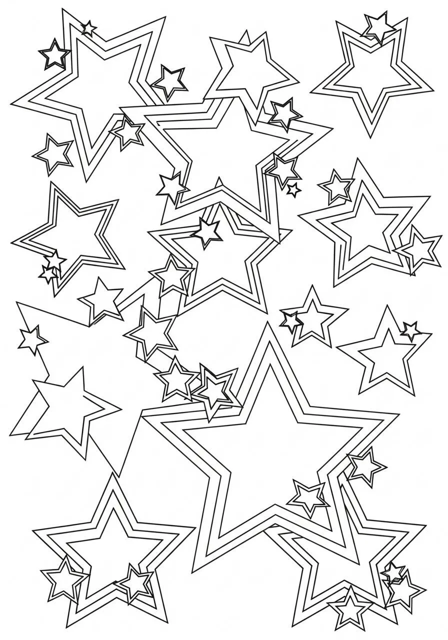 Página para colorear de estrellas brillantes