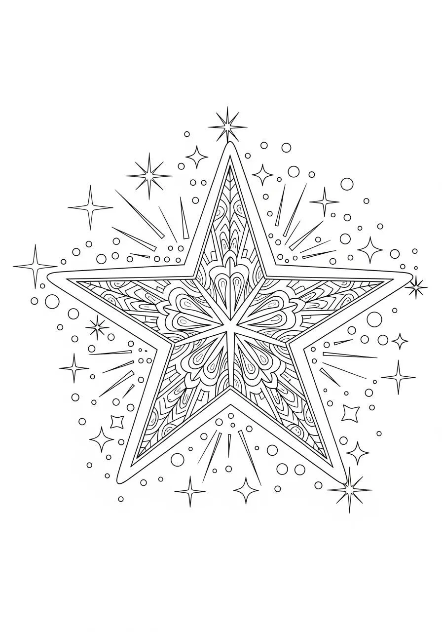 Página para colorear de estrellas decorativas