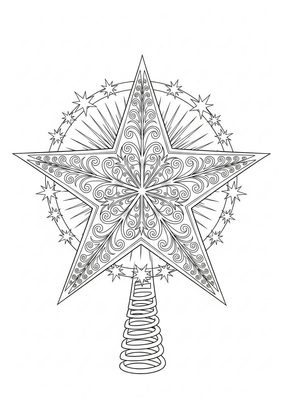 Página para colorear de estrellas decorativas