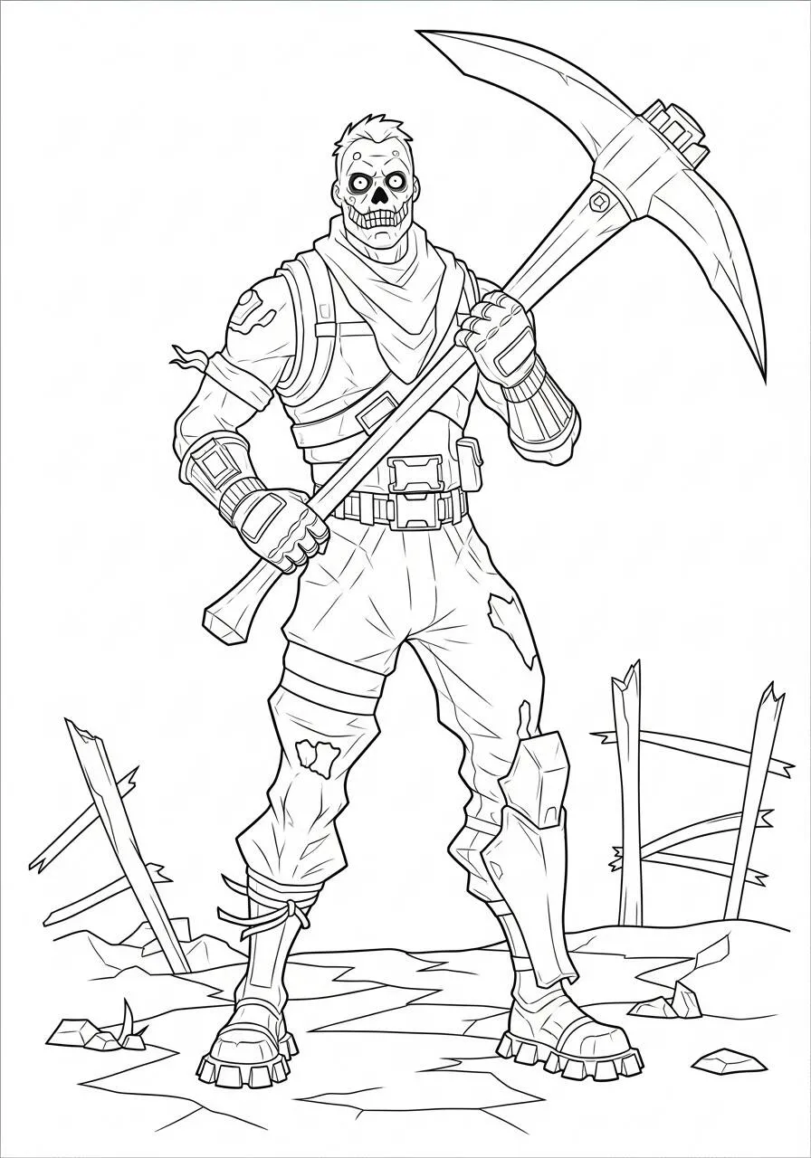 Desenho de Fortnite com Guerreiro Esqueleto para Colorir