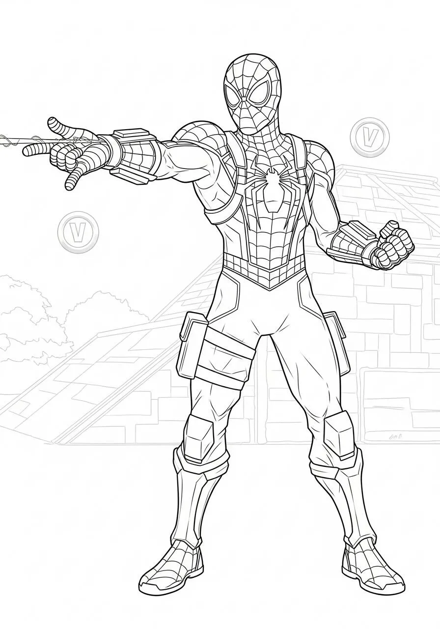 Desenho de Fortnite com Homem Aranha para Colorir